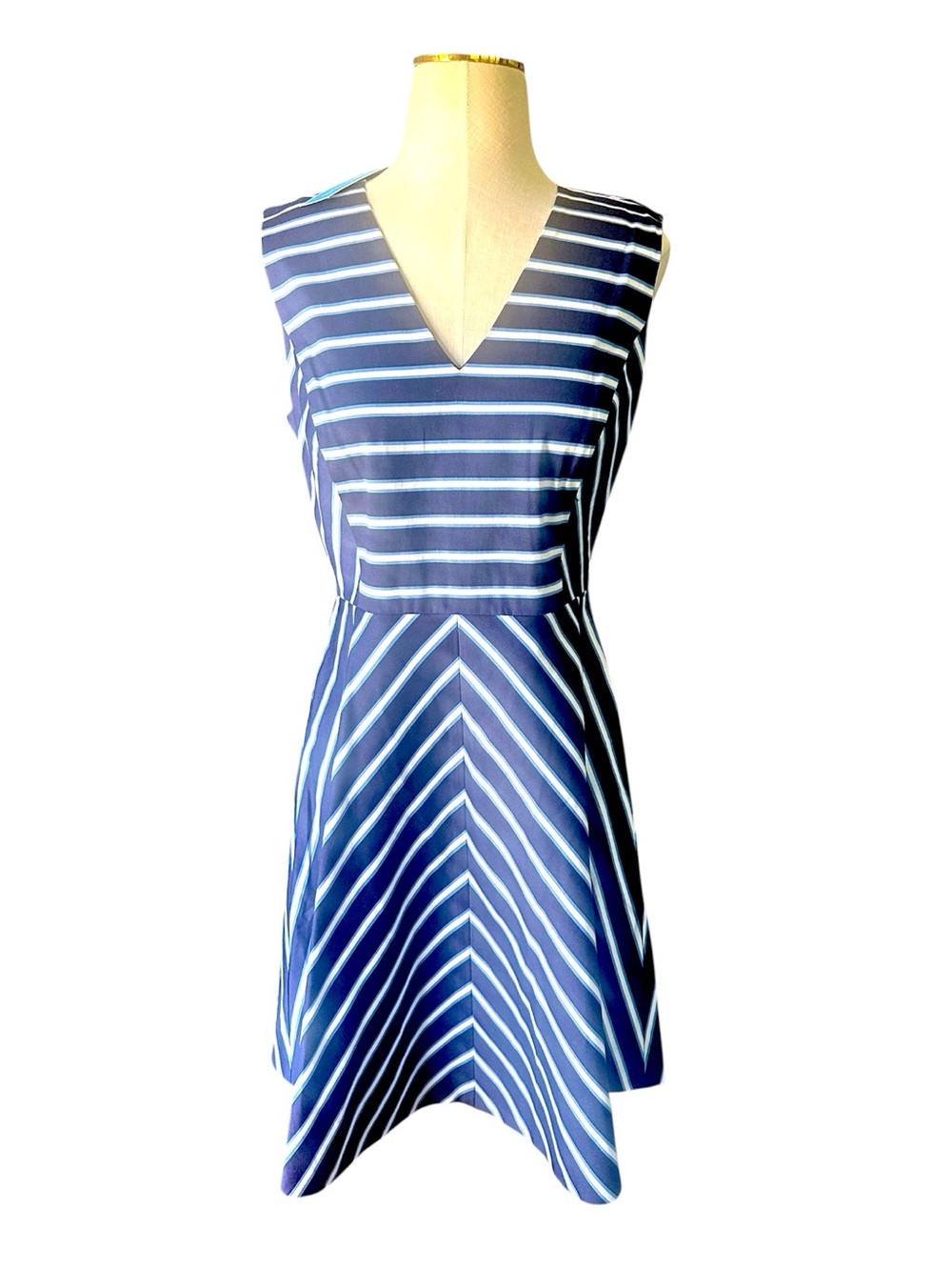 NWT Draper James Navy and White Striped V-Neck Mini Dress